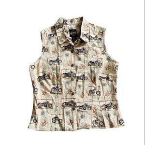 Harley Davidson Sleeveless Button Down Sz M